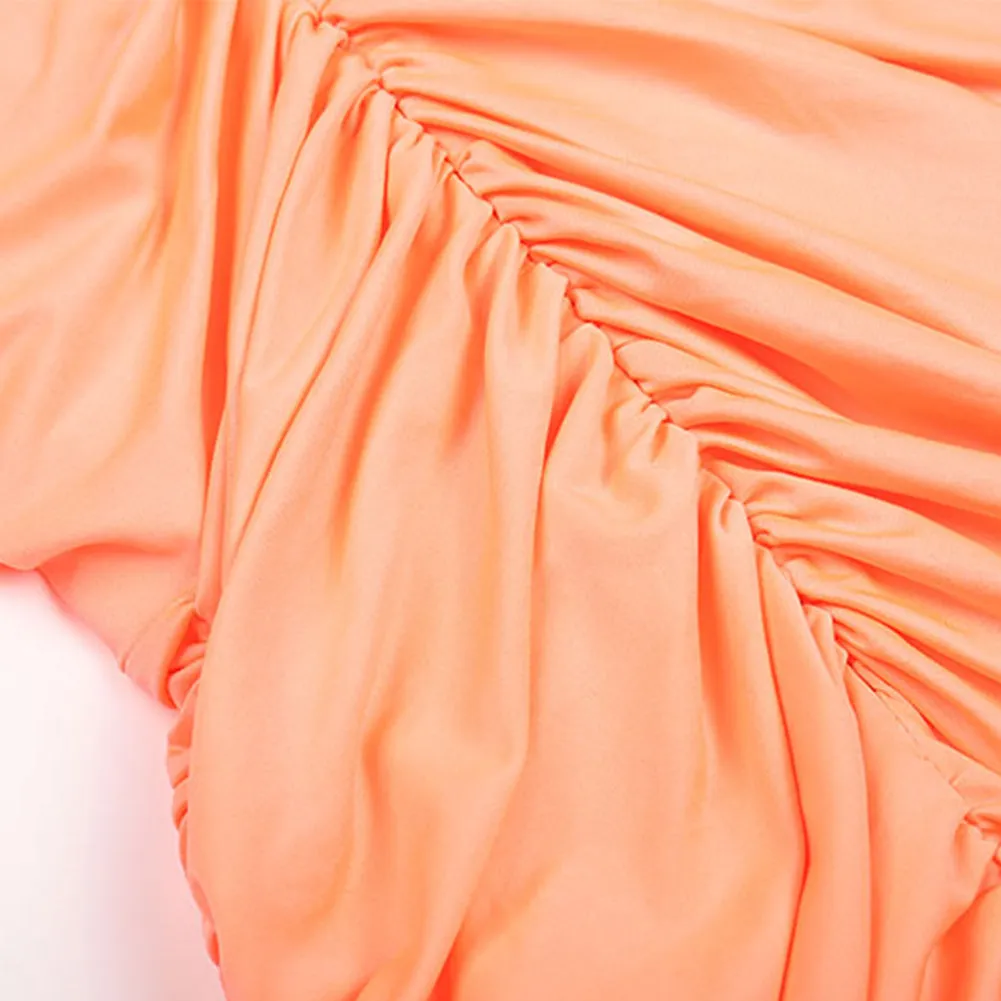One Shoulder Sleeveless Pure Color Mini Dress KLYF1000