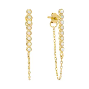 Opal Bezel Chain Stud Earring