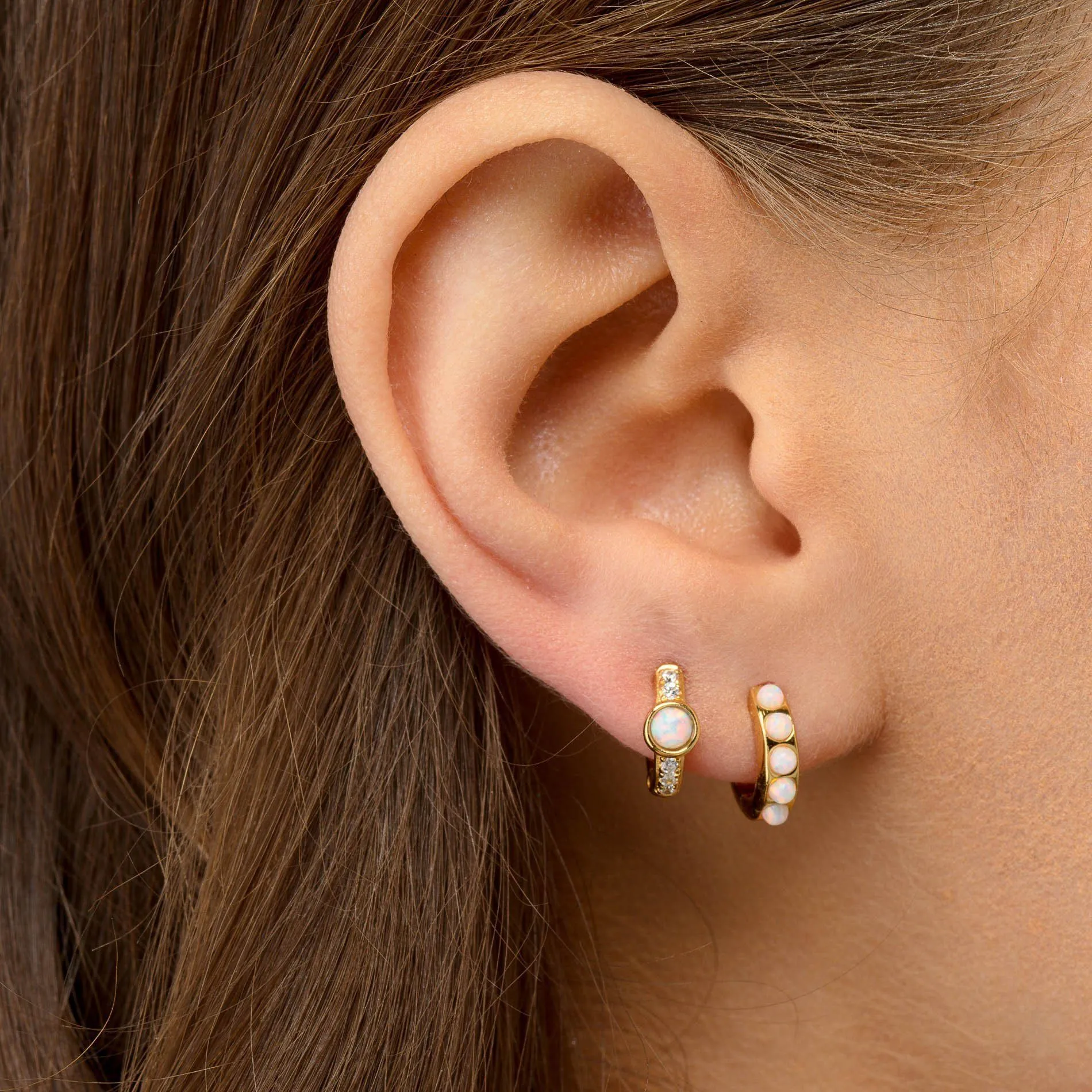 Opal CZ Huggie Earring