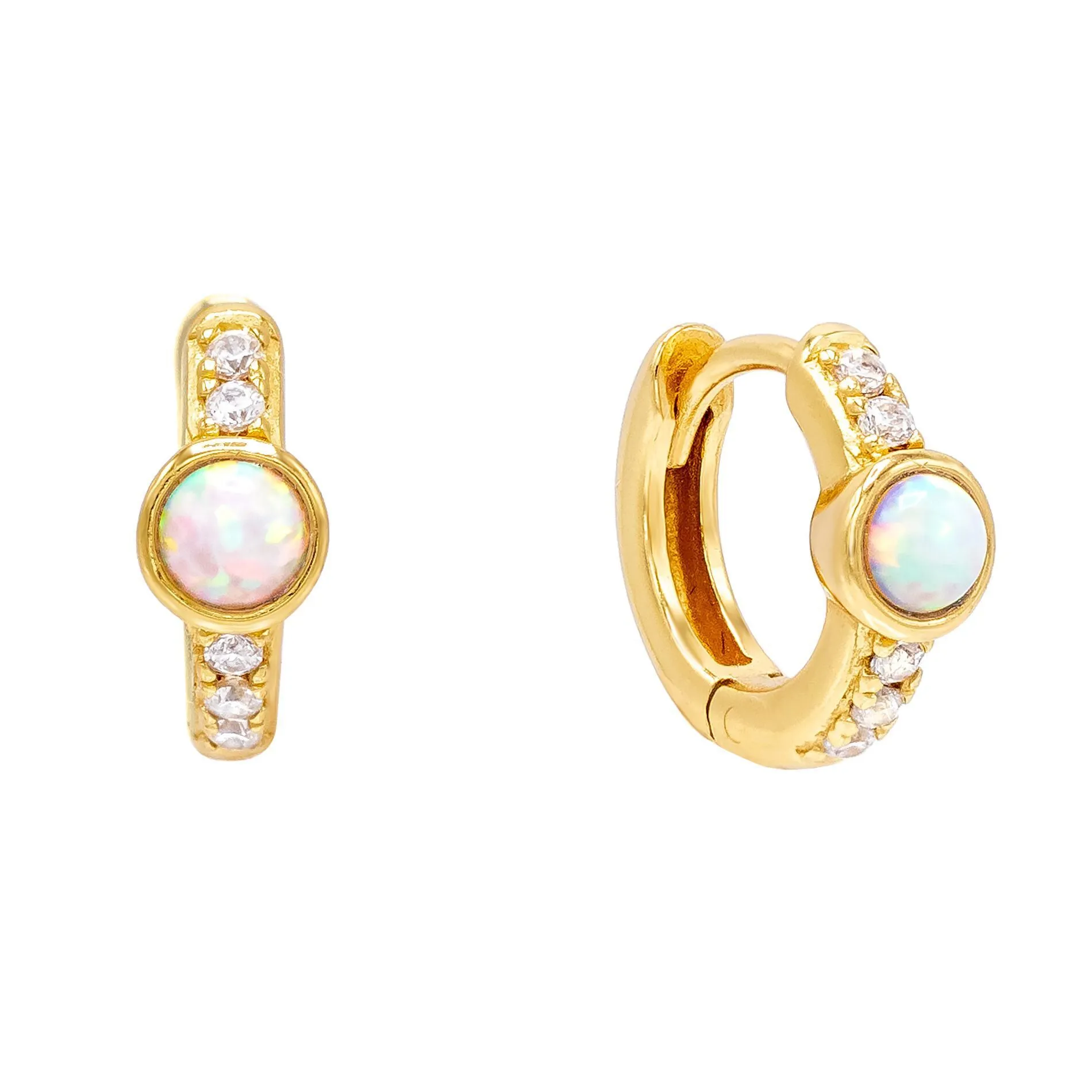 Opal CZ Huggie Earring