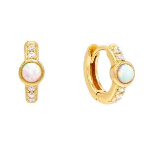 Opal CZ Huggie Earring