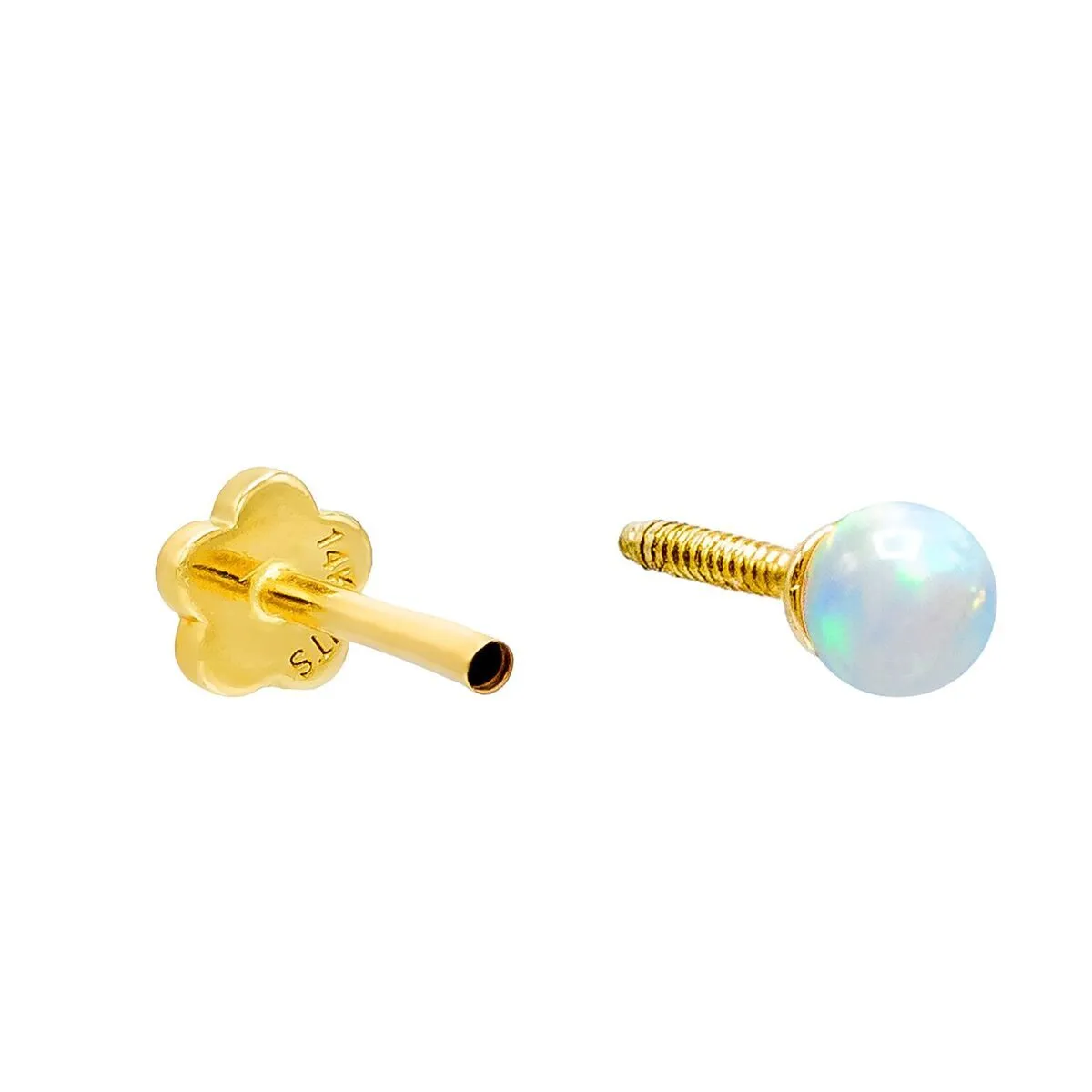 Opal Threaded Stud Earring 14K
