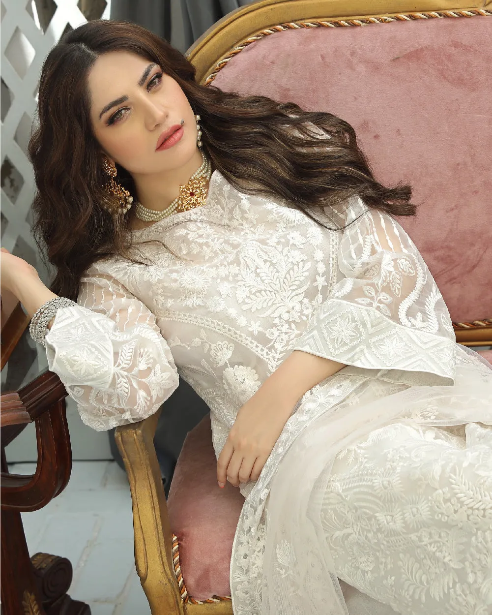 Pakistani Salwar Kameez Heavily Embellished Ivory Salwar Suit Dupatta