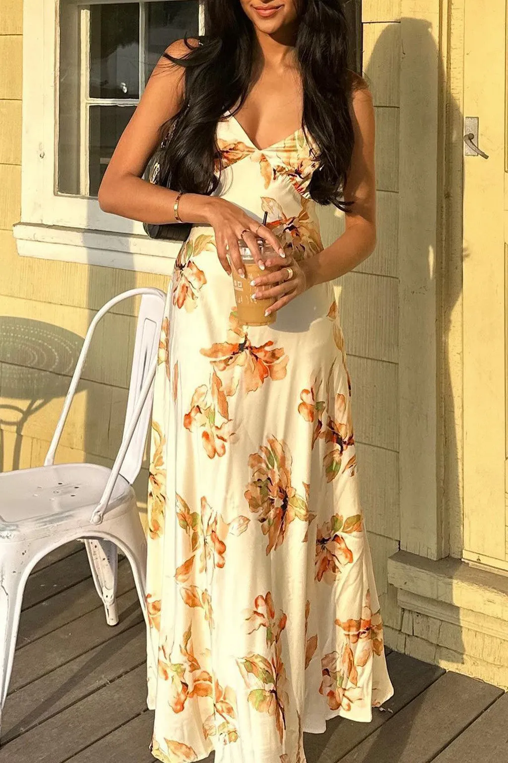 Palma Cream Floral Maxi Dress