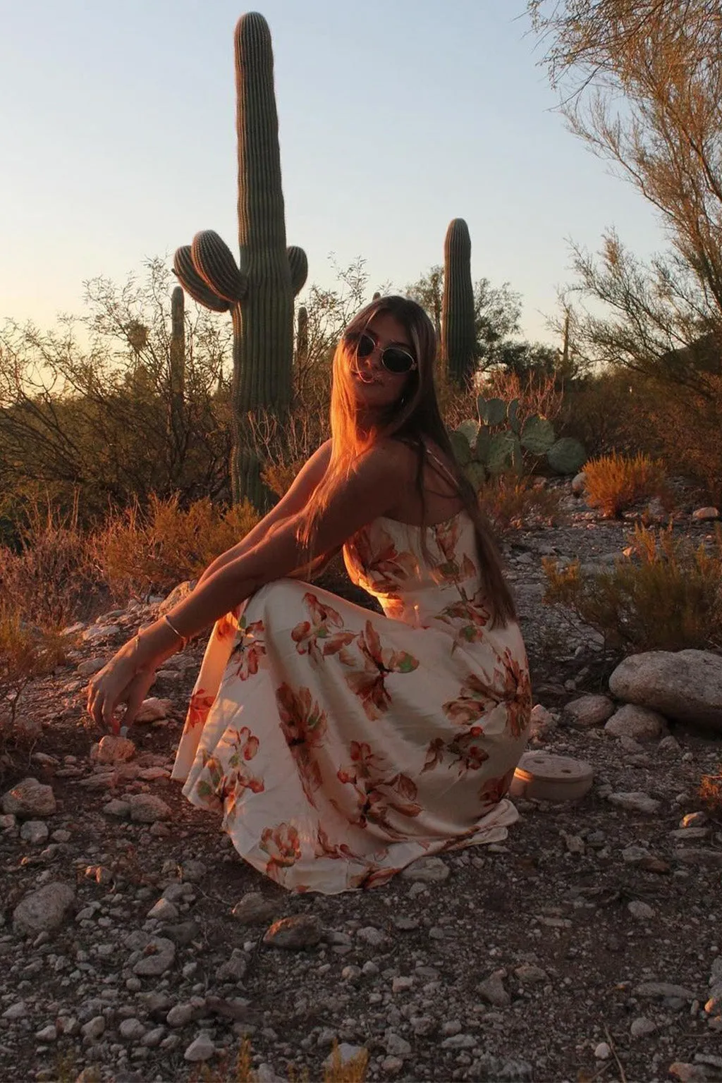 Palma Cream Floral Maxi Dress