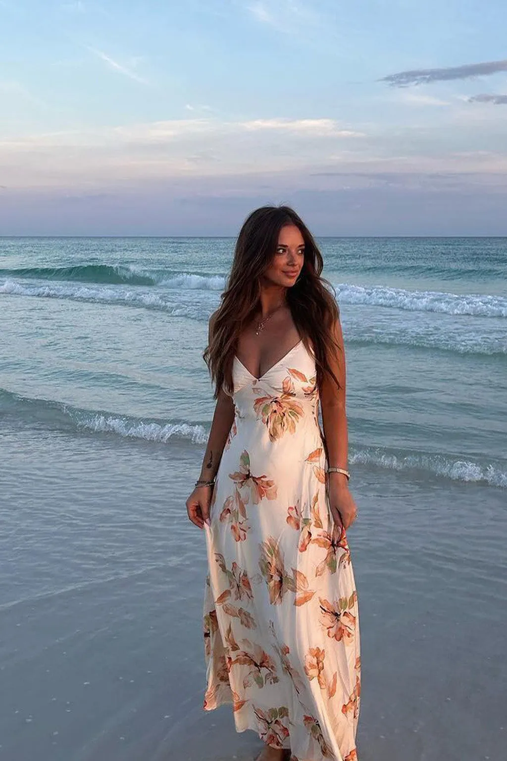 Palma Cream Floral Maxi Dress