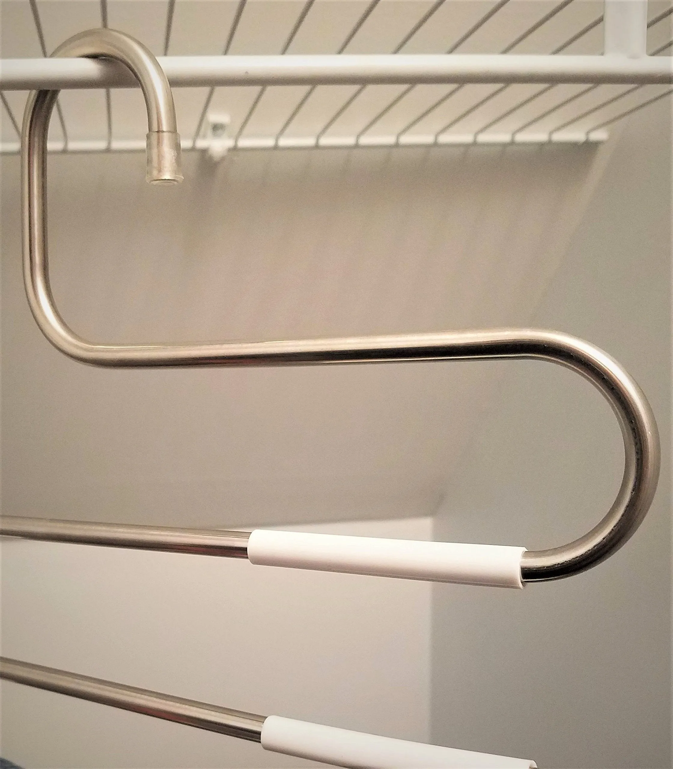 Pants Hanger Premium Heavy Duty Stainless Steel S-Shape Multi-Tiered Multi-Purpose Non-Slip - Space Saving Hanger for Pants, Trousers, Jeans, Scarves, Hanging Accessories, Towels - Pack of 3