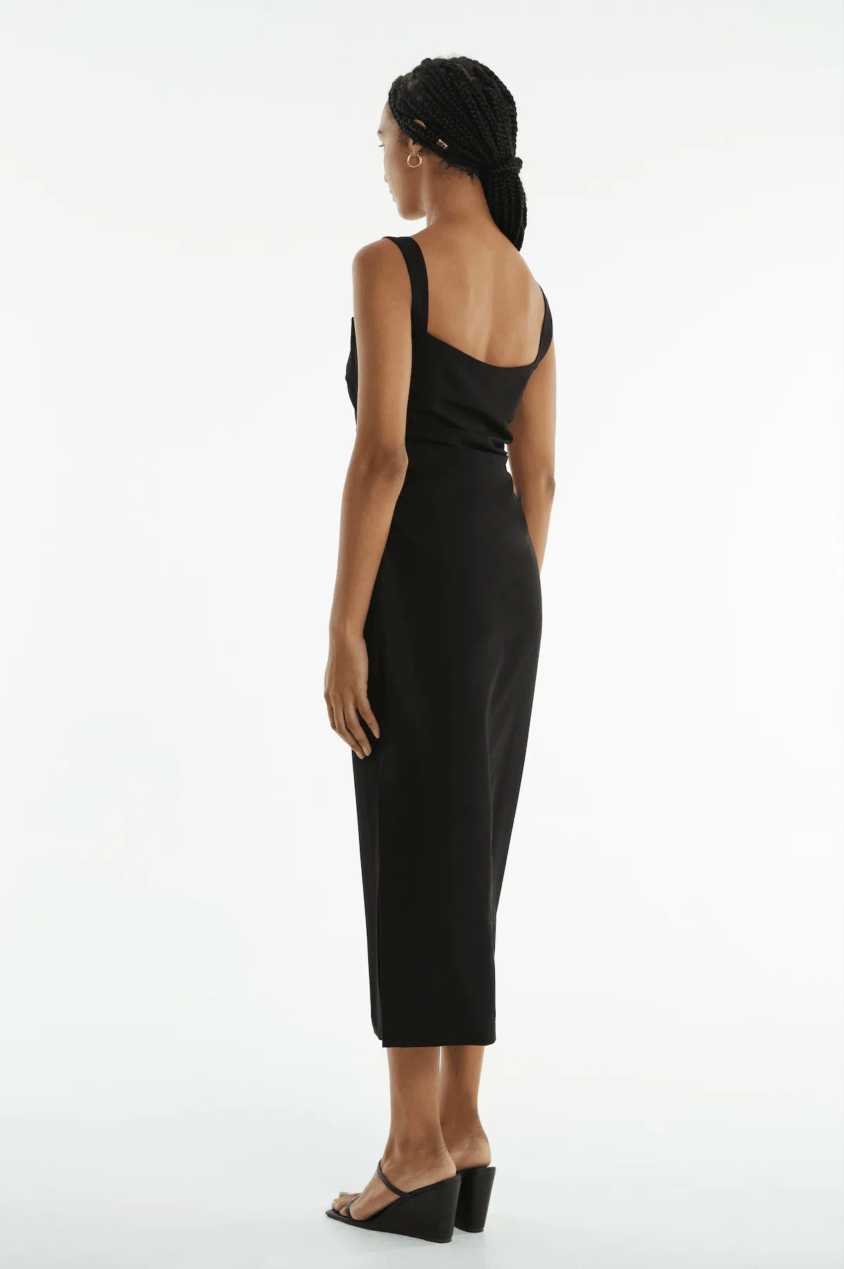 PARADIGM TUCKED MIDI DRESS | BLACK