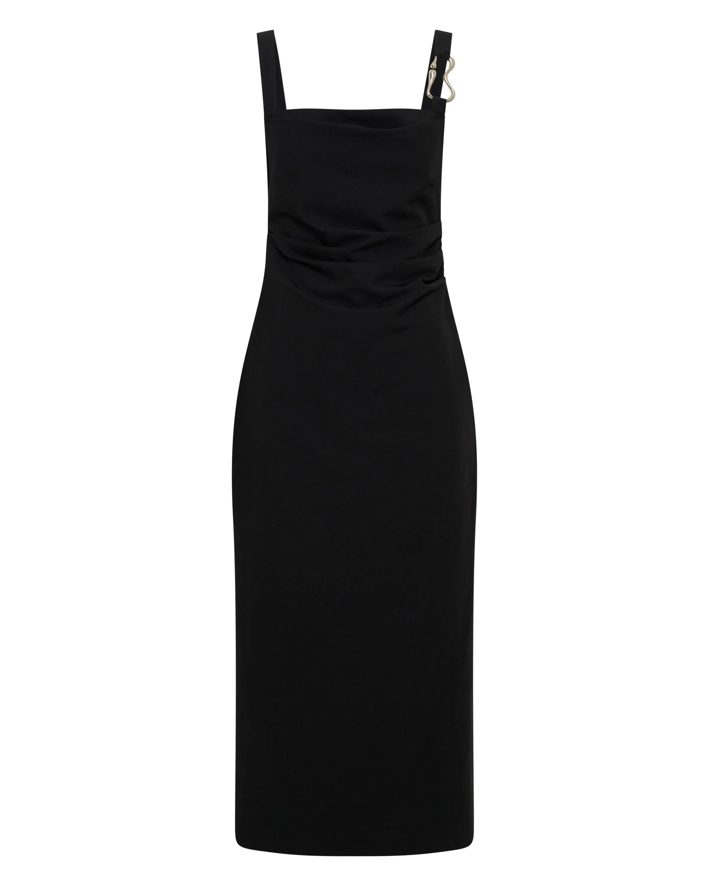 PARADIGM TUCKED MIDI DRESS | BLACK