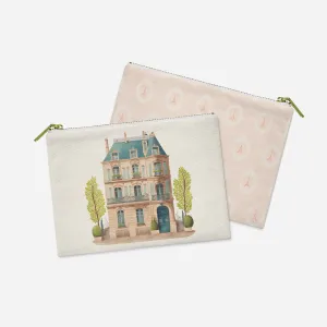 Paris Townhouse Accessory Pouch – Whimsical Watercolor | French Cottagecore Collection