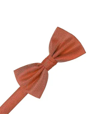 Persimmon Herringbone Bow Tie