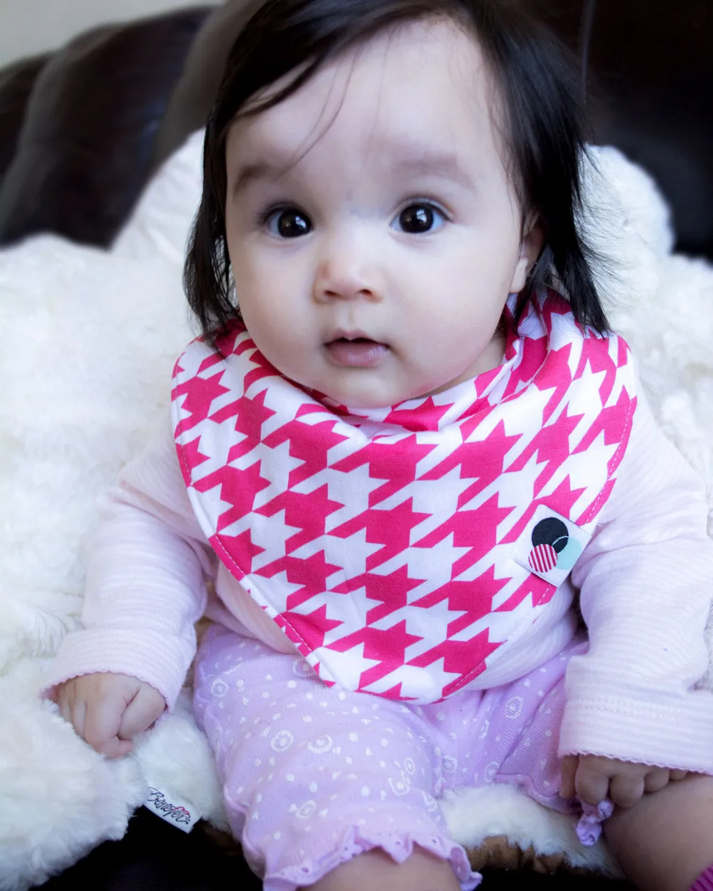 PINK HOUNDSTOOTH | Premium Baby Bandana Bib