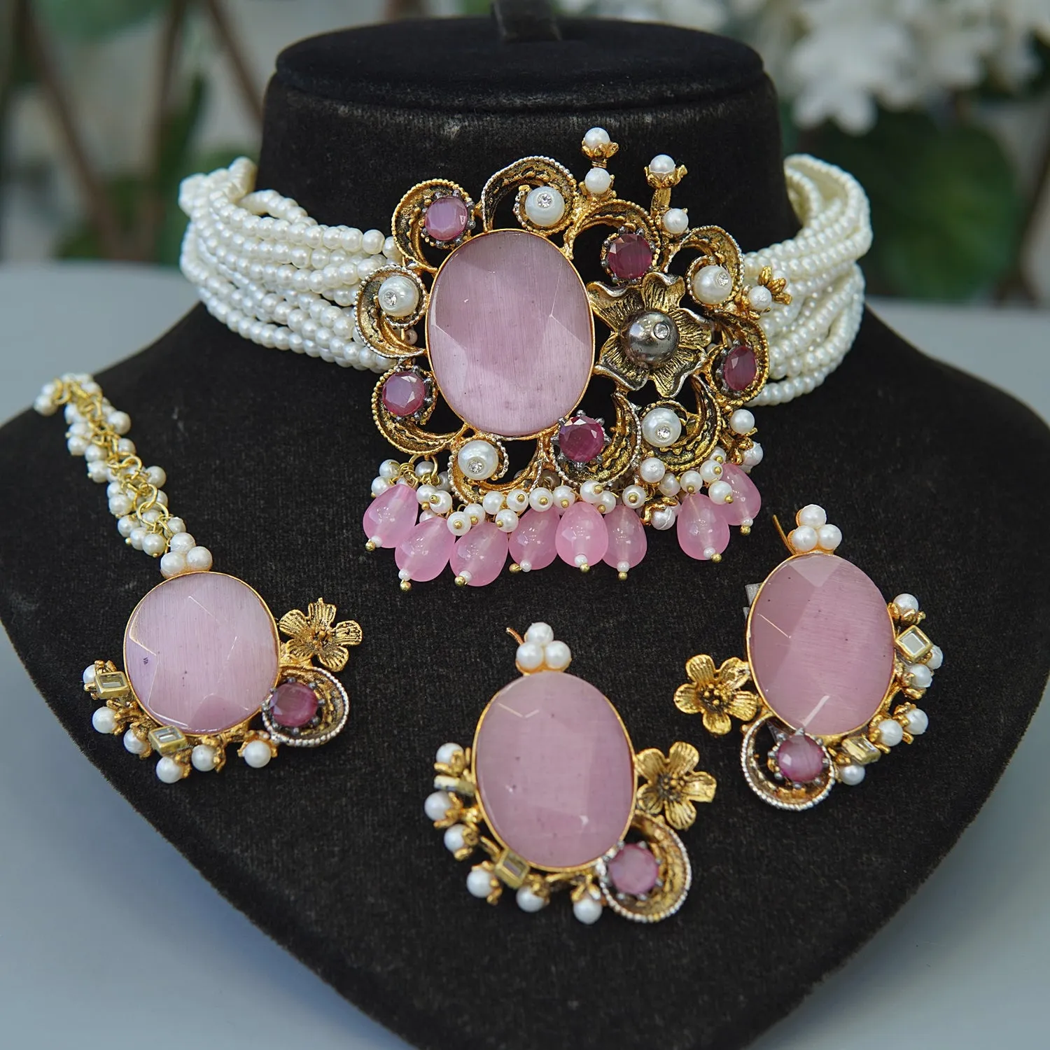 Princess Pearls & Gemstone Choker Set