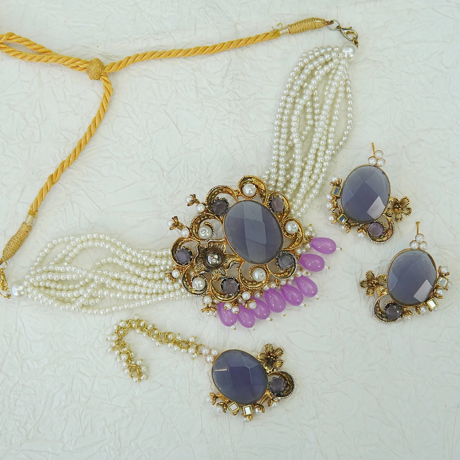 Princess Pearls & Gemstone Choker Set
