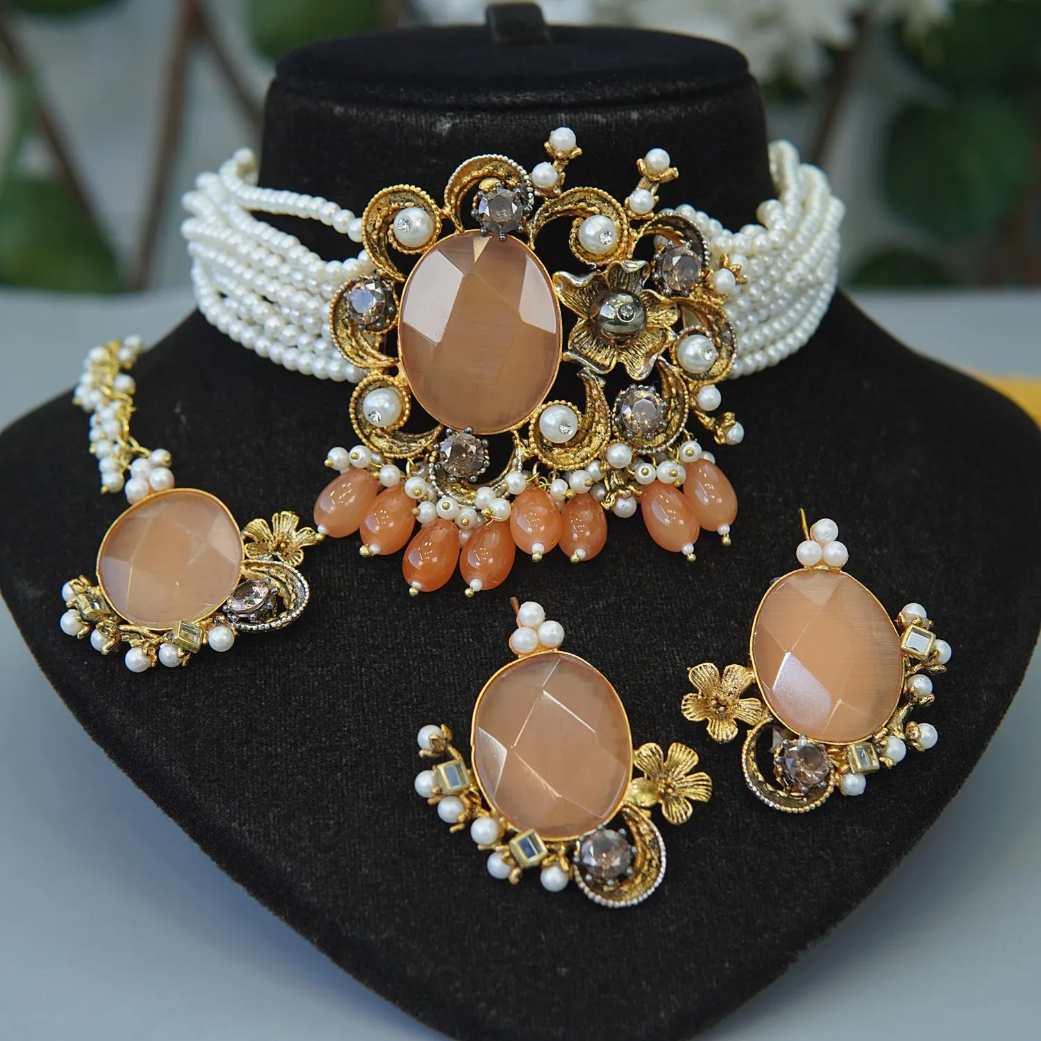 Princess Pearls & Gemstone Choker Set