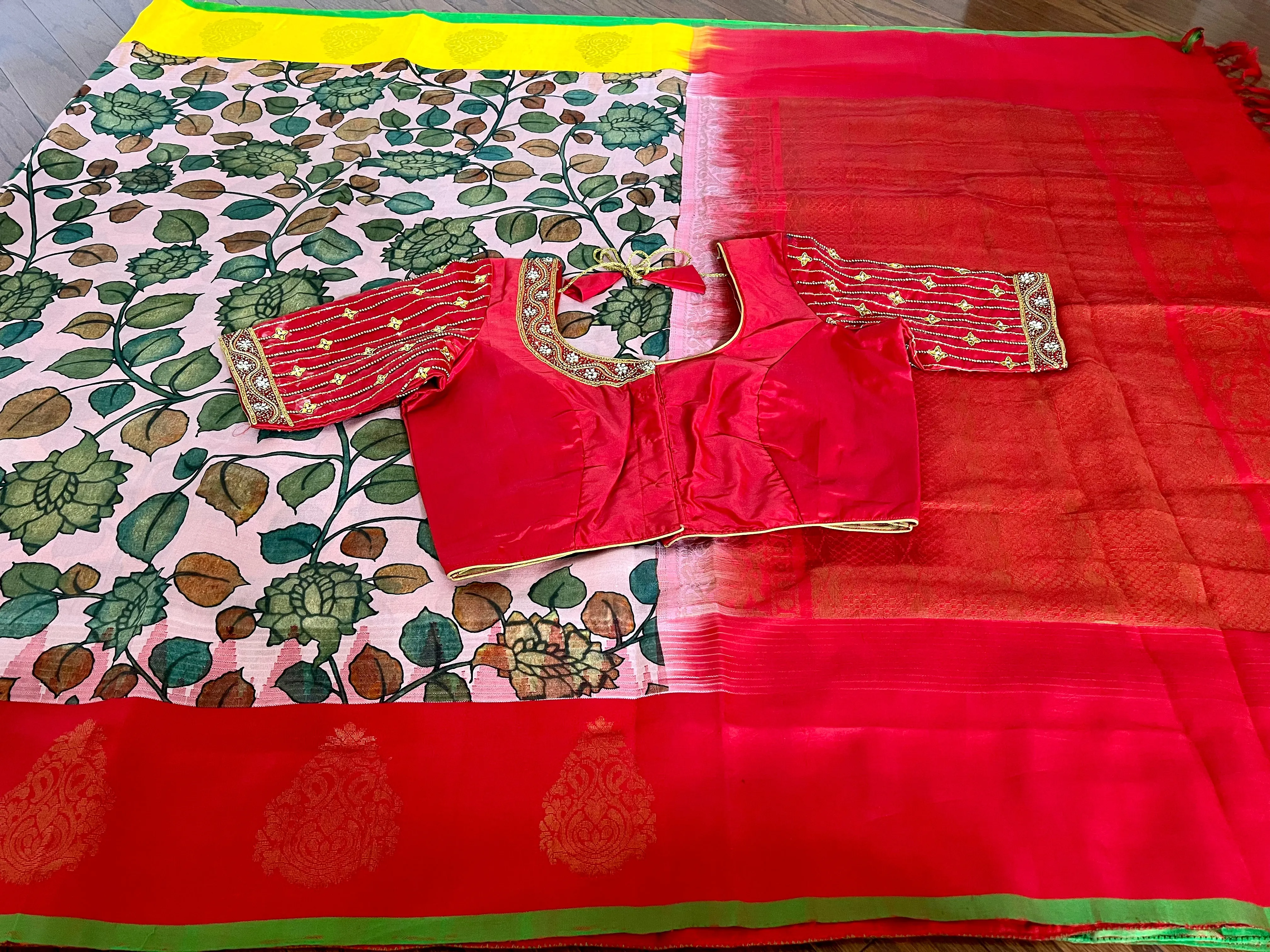 Pure Gadwal Pattu Saree with Maggam Work Blouse