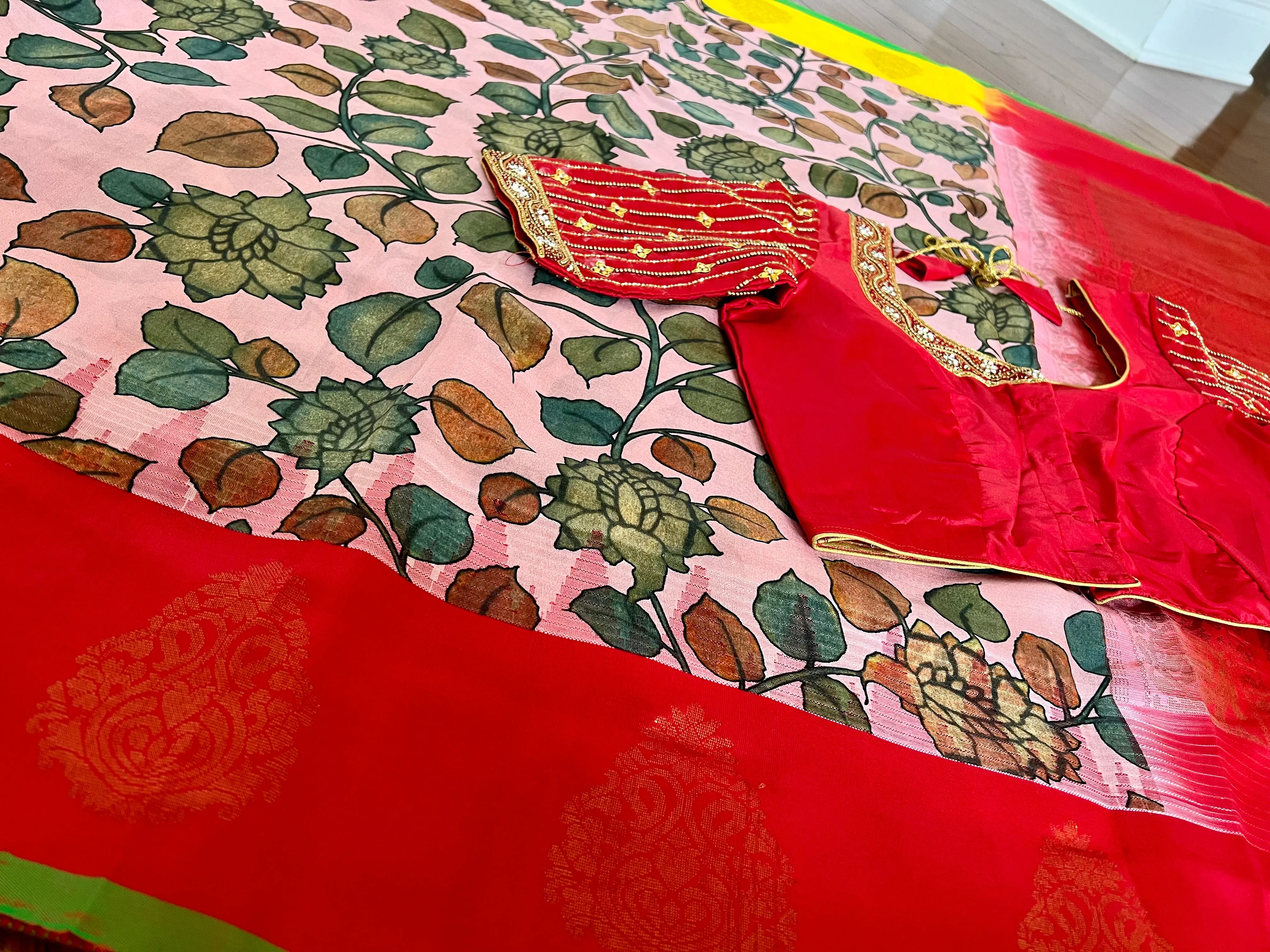 Pure Gadwal Pattu Saree with Maggam Work Blouse