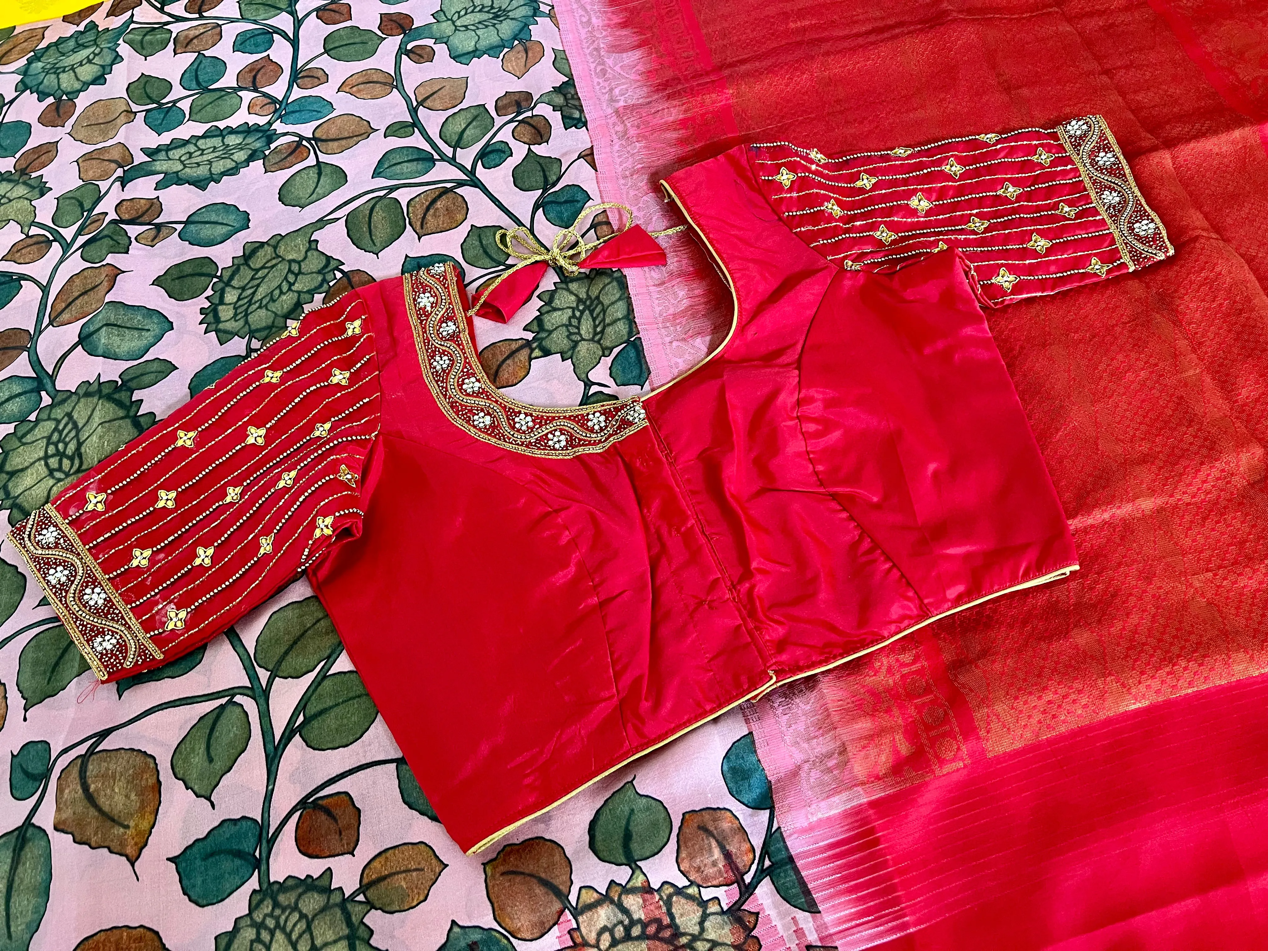Pure Gadwal Pattu Saree with Maggam Work Blouse