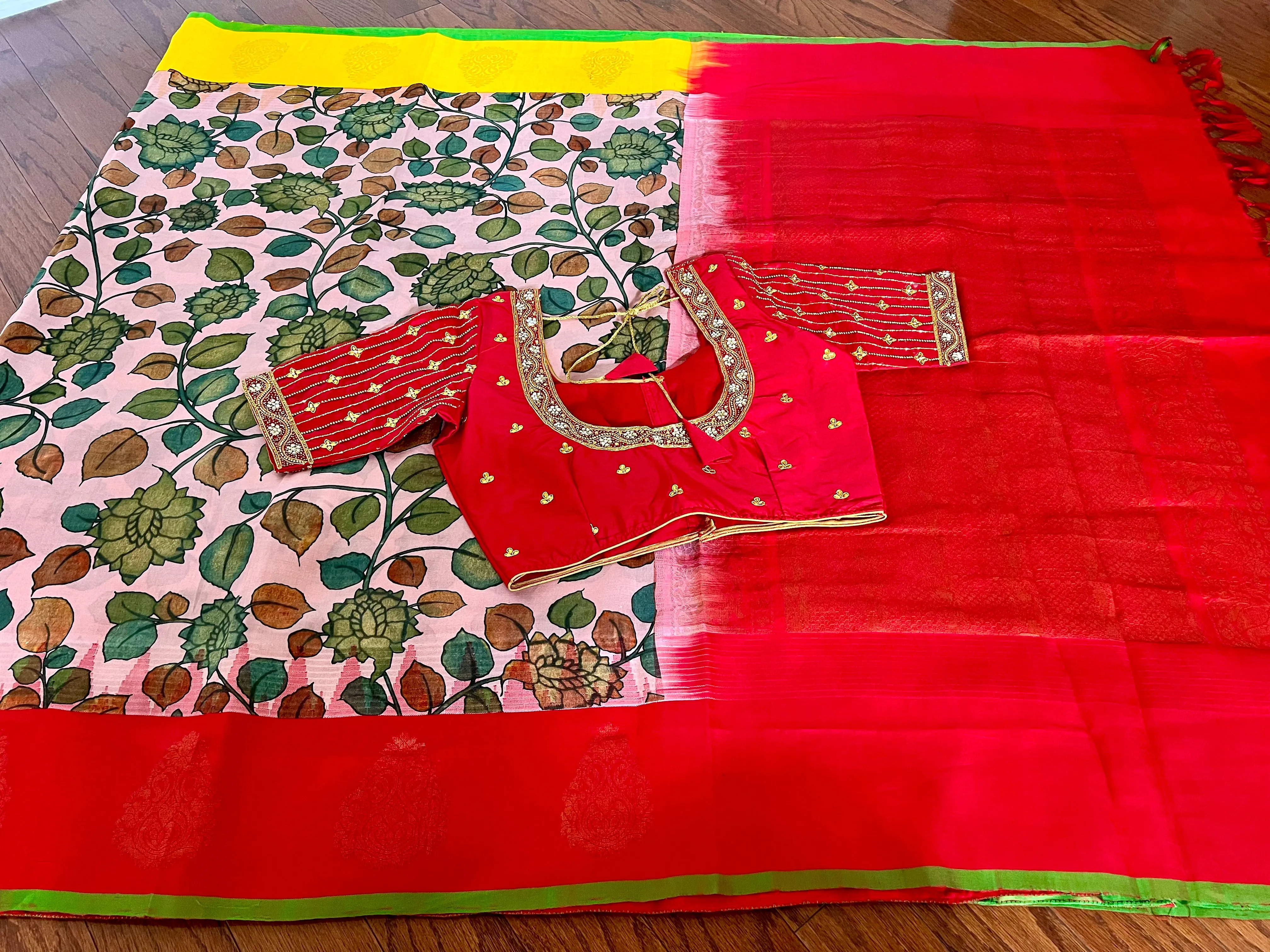 Pure Gadwal Pattu Saree with Maggam Work Blouse