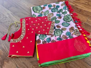 Pure Gadwal Pattu Saree with Maggam Work Blouse