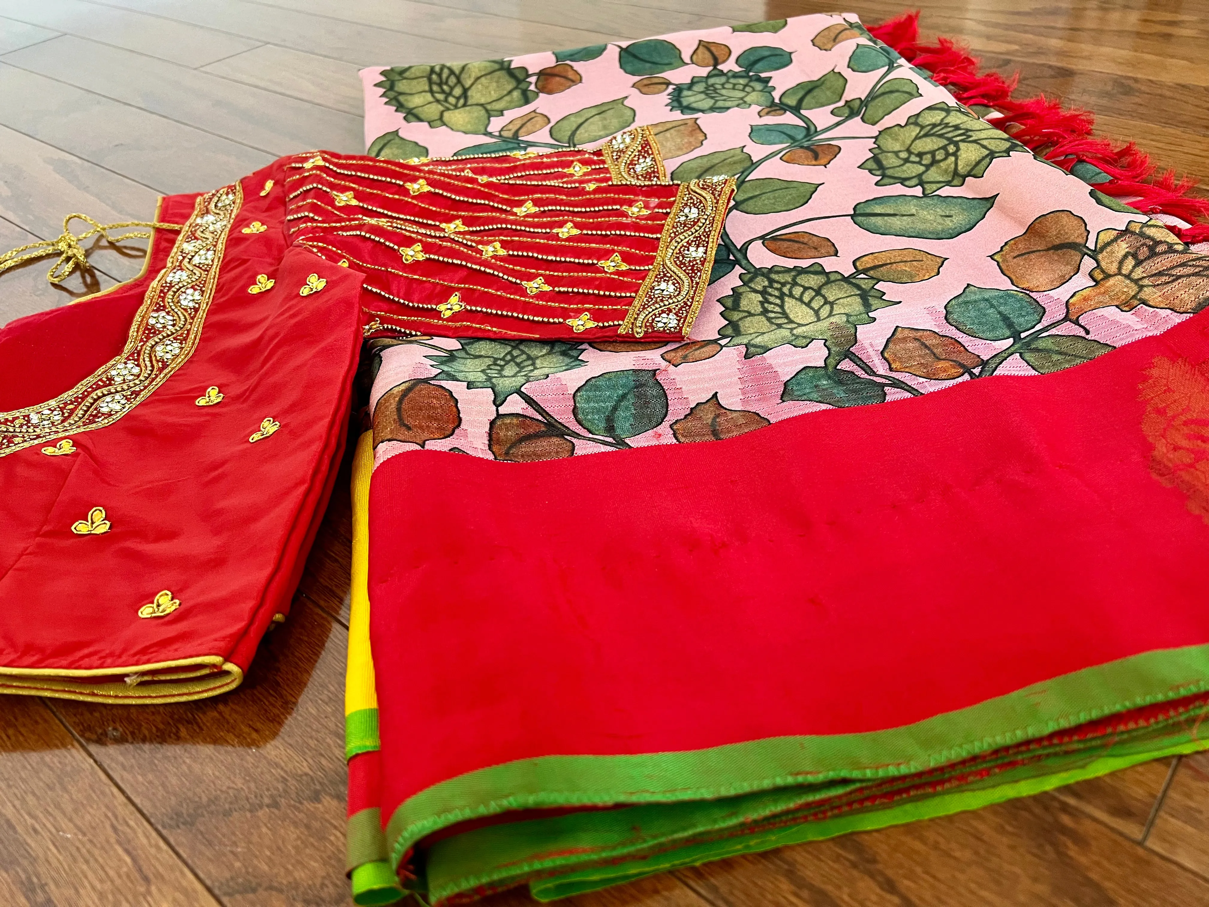 Pure Gadwal Pattu Saree with Maggam Work Blouse