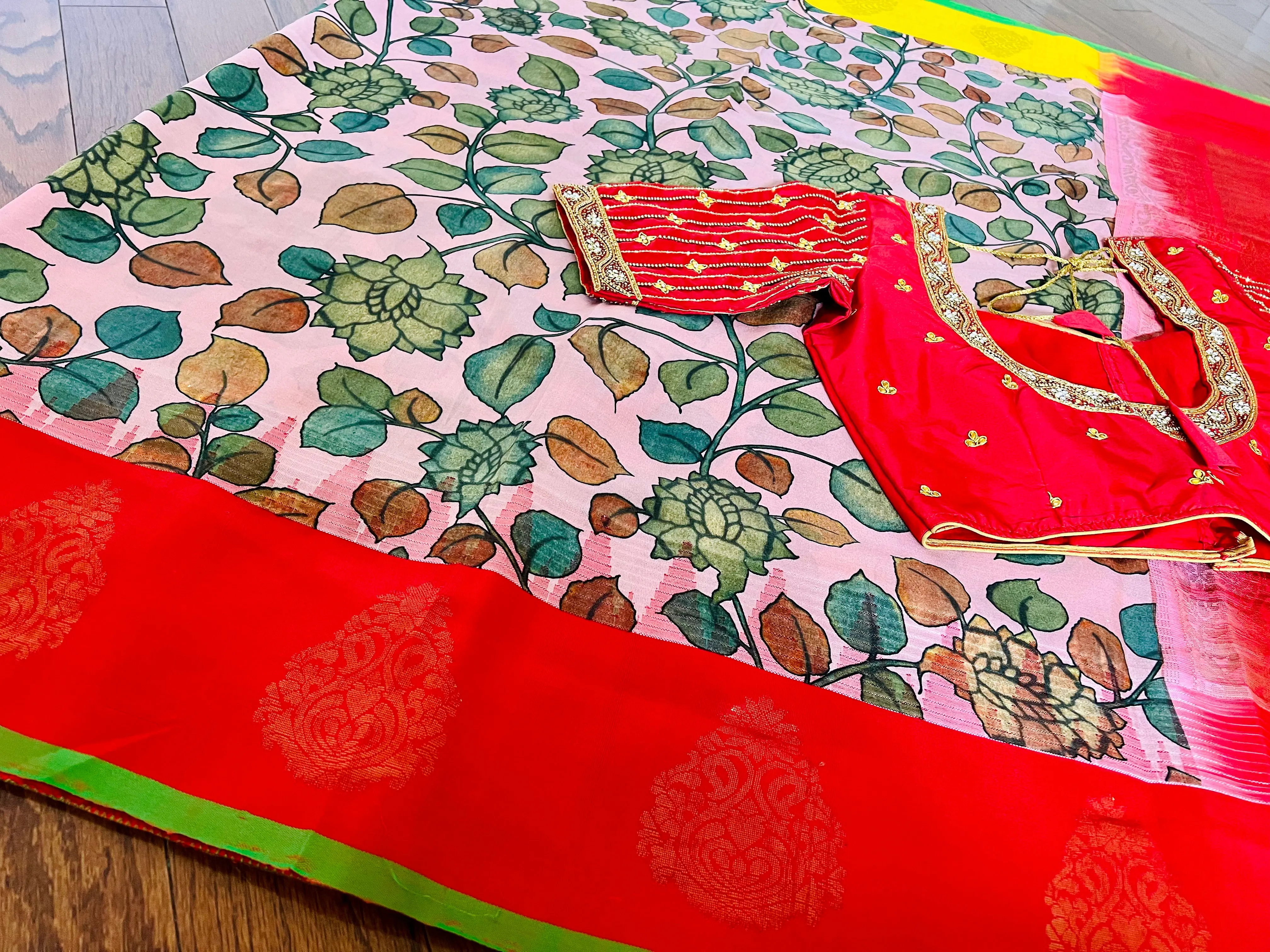 Pure Gadwal Pattu Saree with Maggam Work Blouse