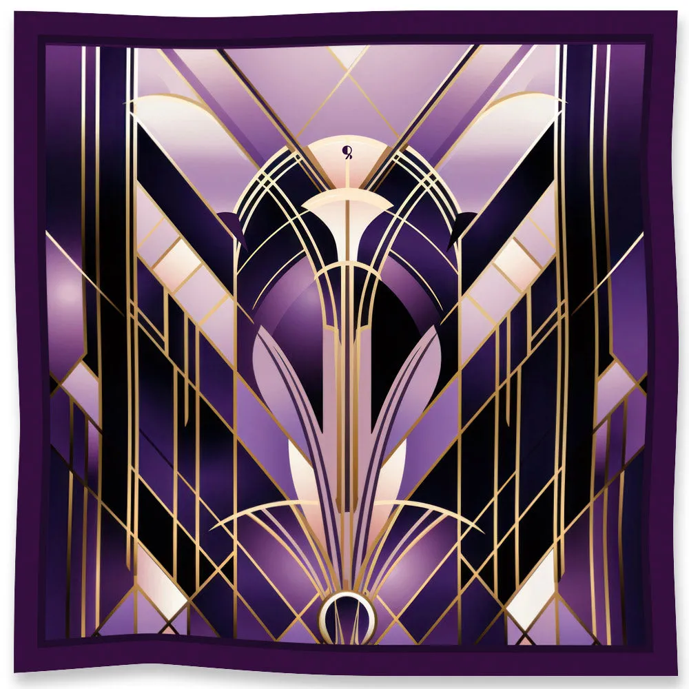 Pure Natural Silk Scarf - Amethyst Mirror |Jewels of Art Deco
