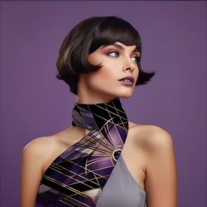 Pure Natural Silk Scarf - Amethyst Mirror |Jewels of Art Deco