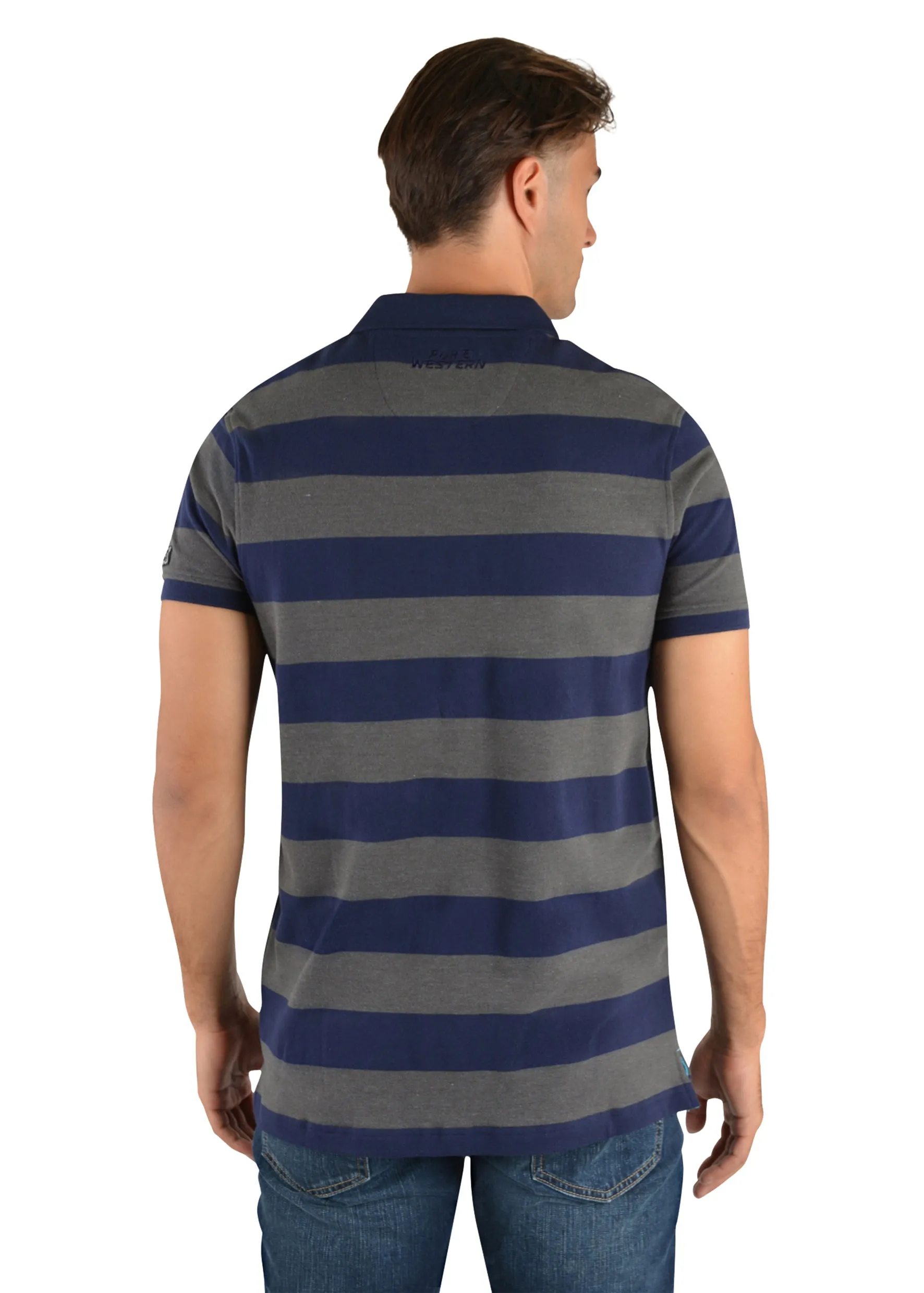 Pure Western Ross Mens Polo Shirt Navy & Charcoal