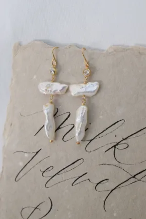 "All Is Well"  biwa stick pearl dangles, 14k gold filled