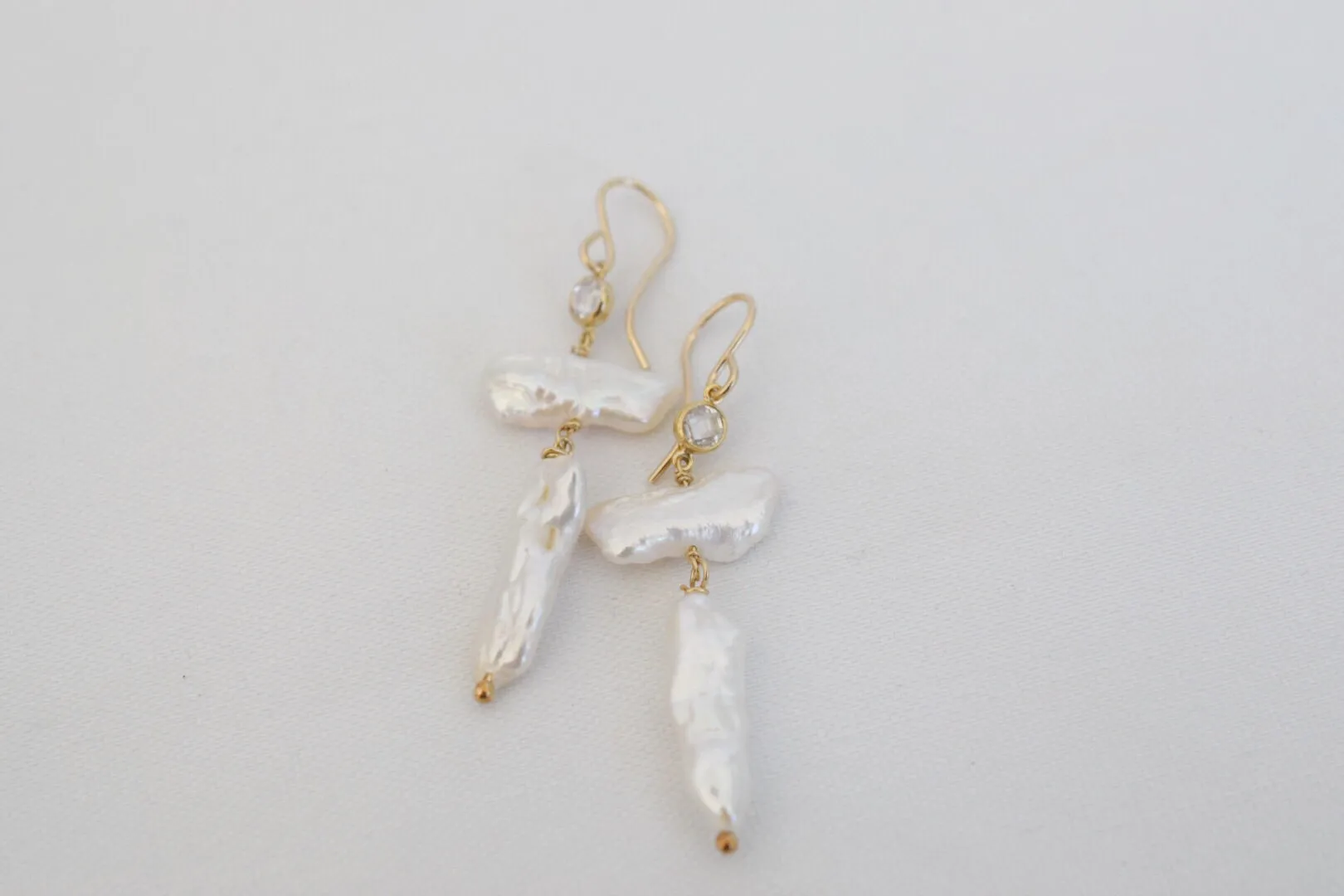 "All Is Well"  biwa stick pearl dangles, 14k gold filled