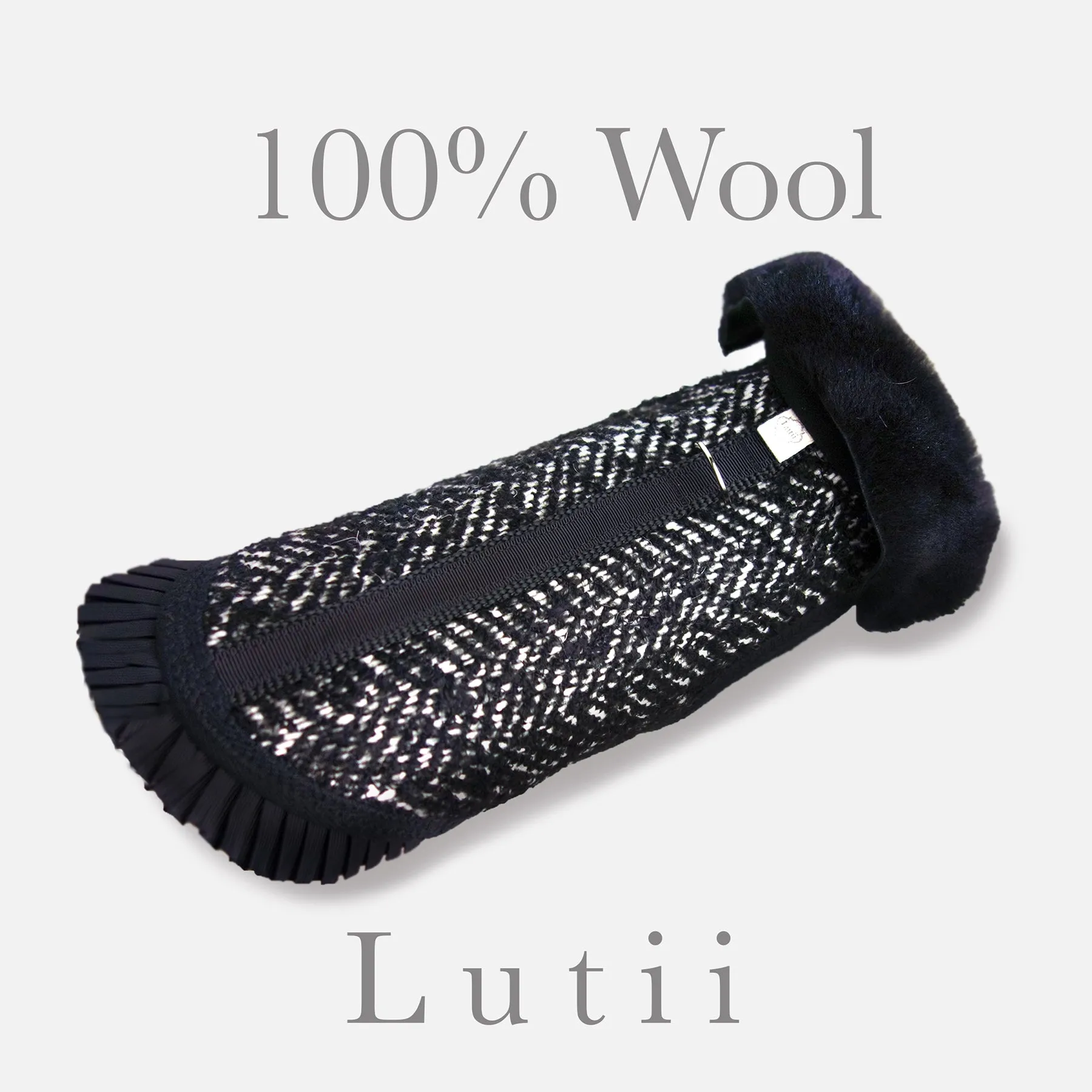 "Salt-n-Pepper"-All 100% wool w/real shearling handmade winter dog coat