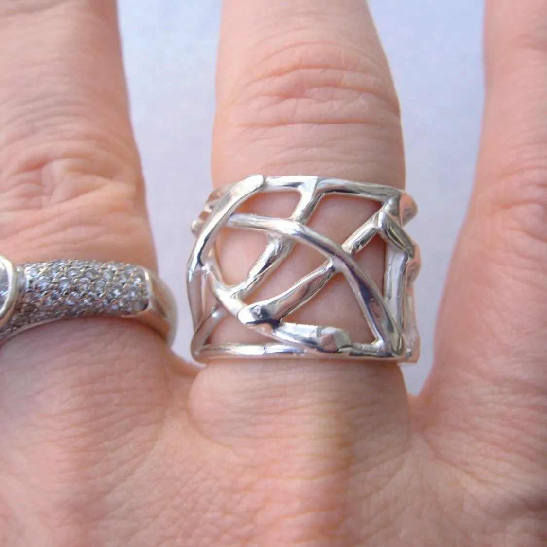 "The Sharona" Sterling Silver Artistic Cigar Band Ring