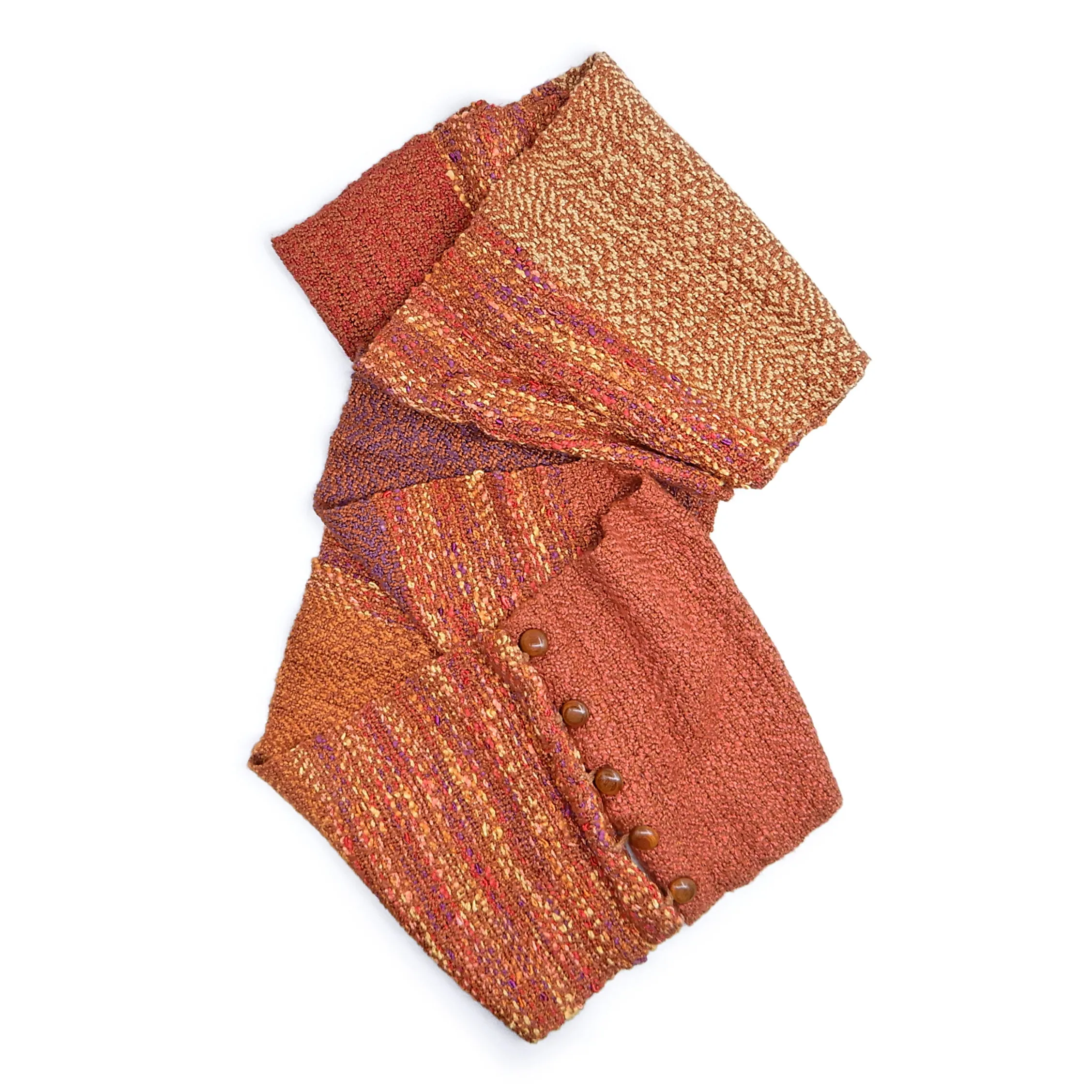 Red Mix Rayon/Cotton Blend Button Scarf