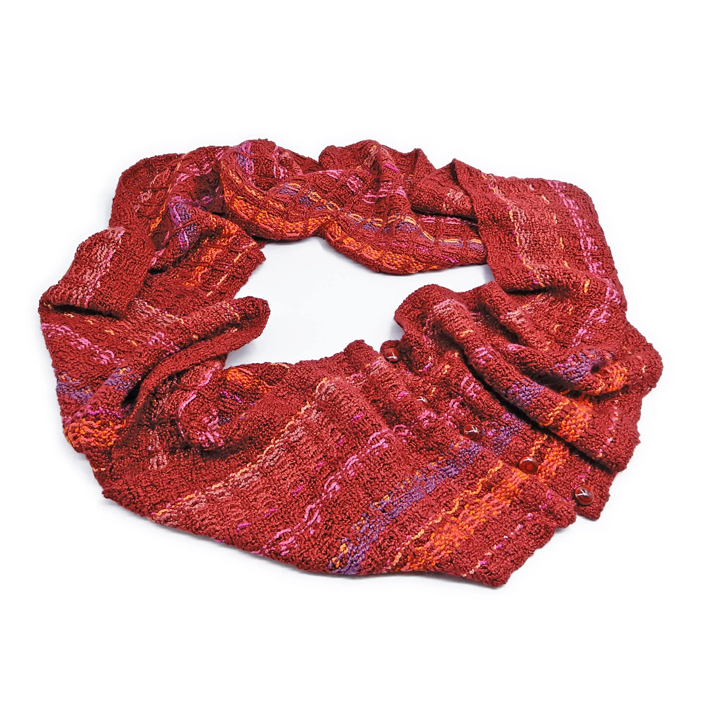 Red Mix Rayon/Cotton Blend Button Scarf