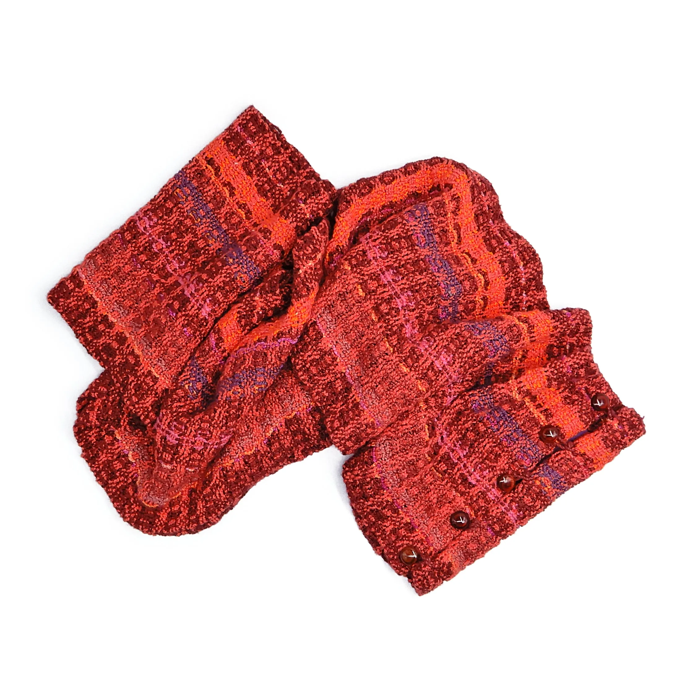 Red Mix Rayon/Cotton Blend Button Scarf