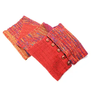 Red Mix Rayon/Cotton Blend Button Scarf