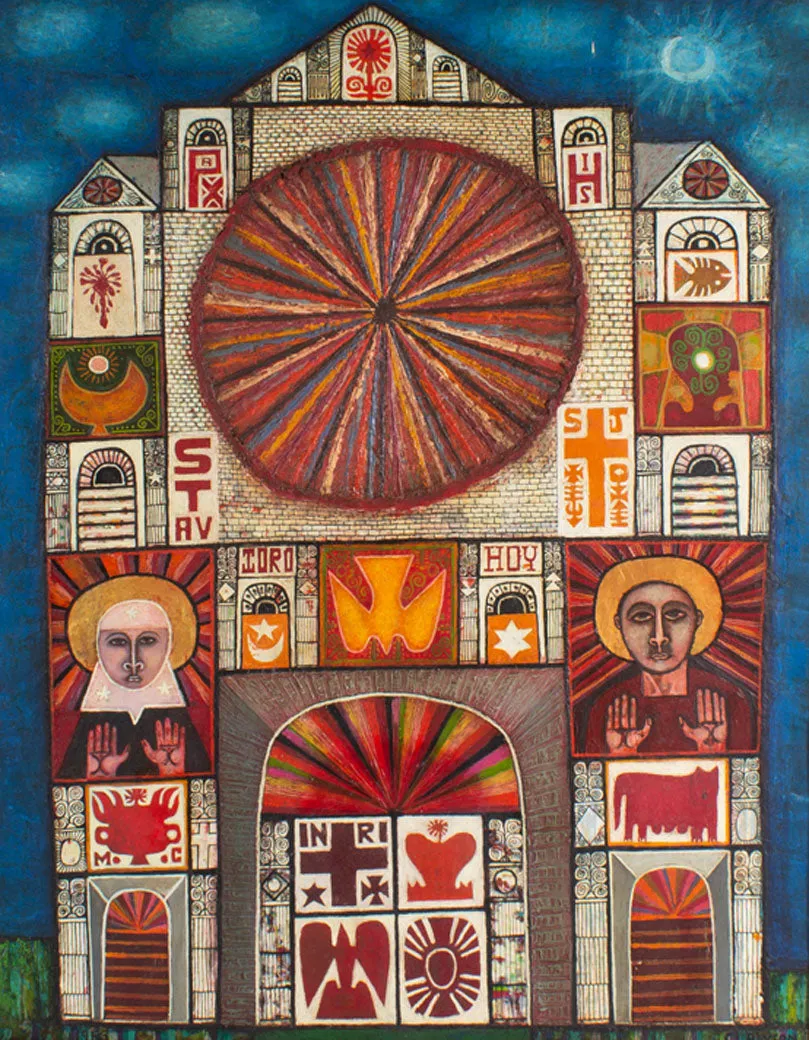 Rex Clawson Signed 1959 “Cathedral” Oil on Canvas Abstract Painting