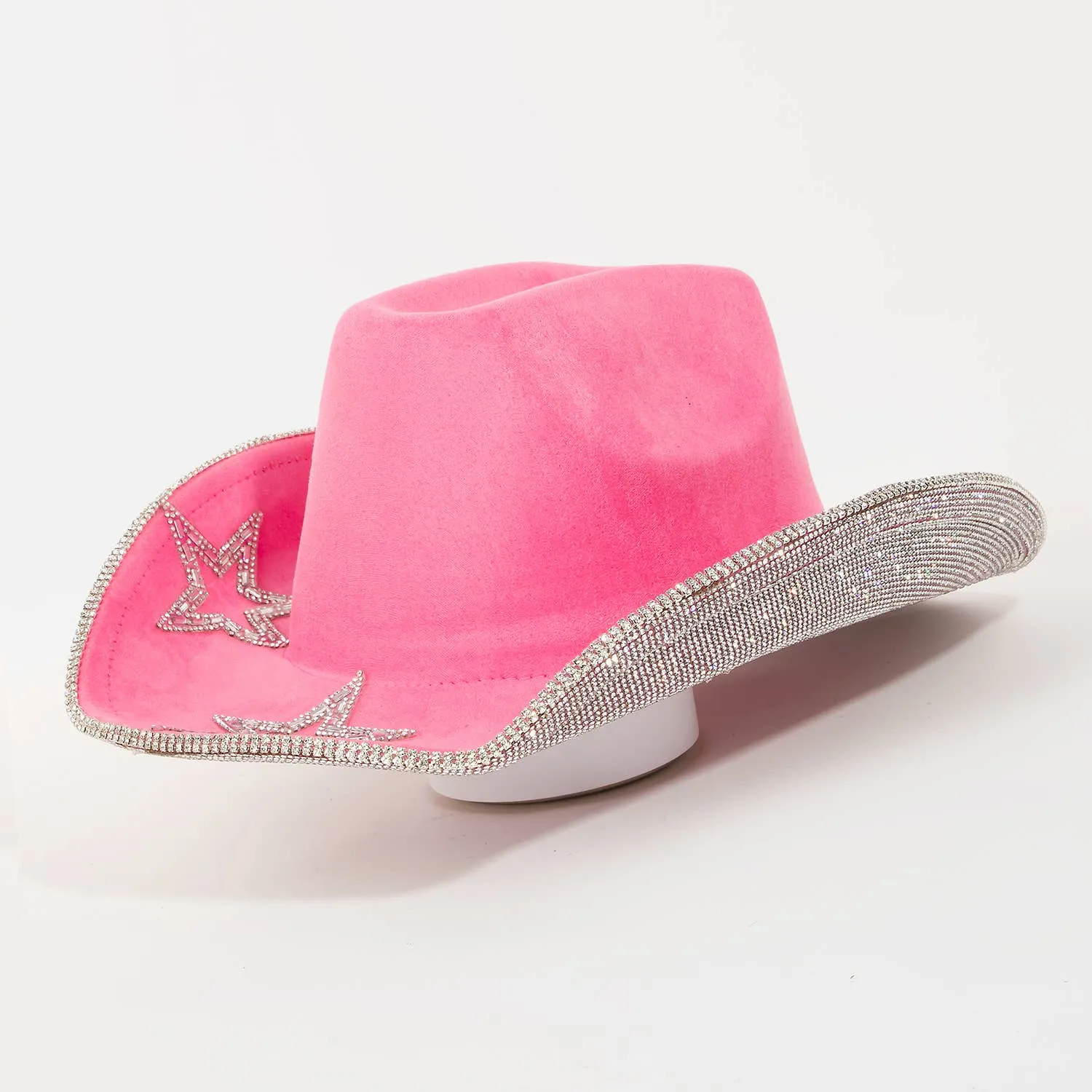 Rhinestone Stars Studded Cowboy Hat: Fuchsia