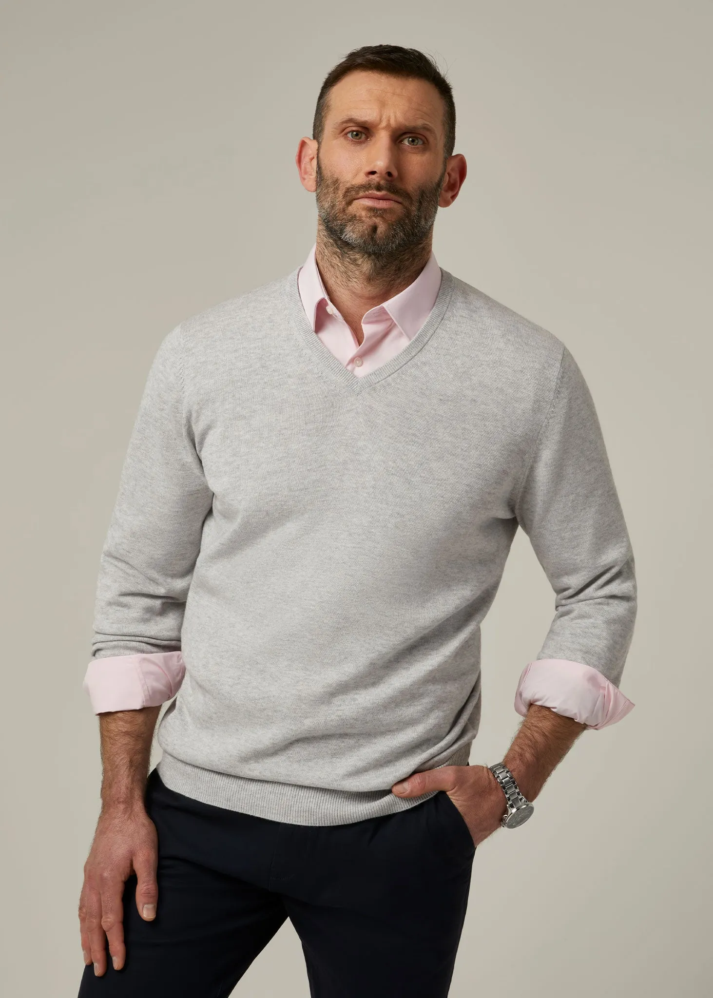 Rothwell Cotton Cashmere Jumper In Dove