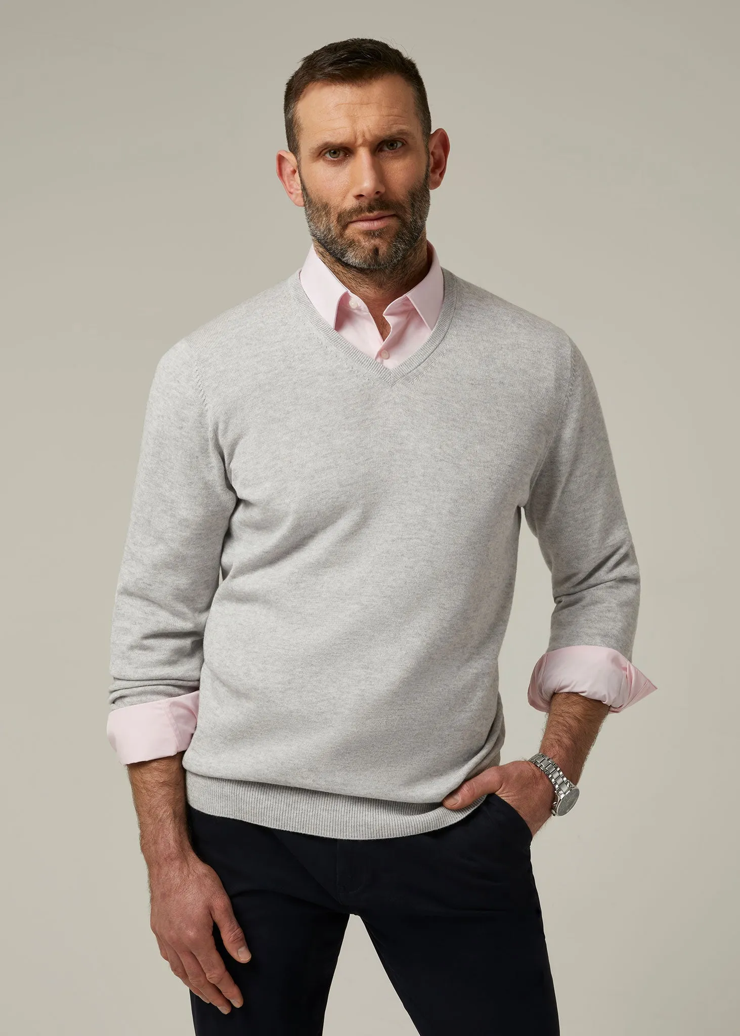 Rothwell Cotton Cashmere Jumper In Dove