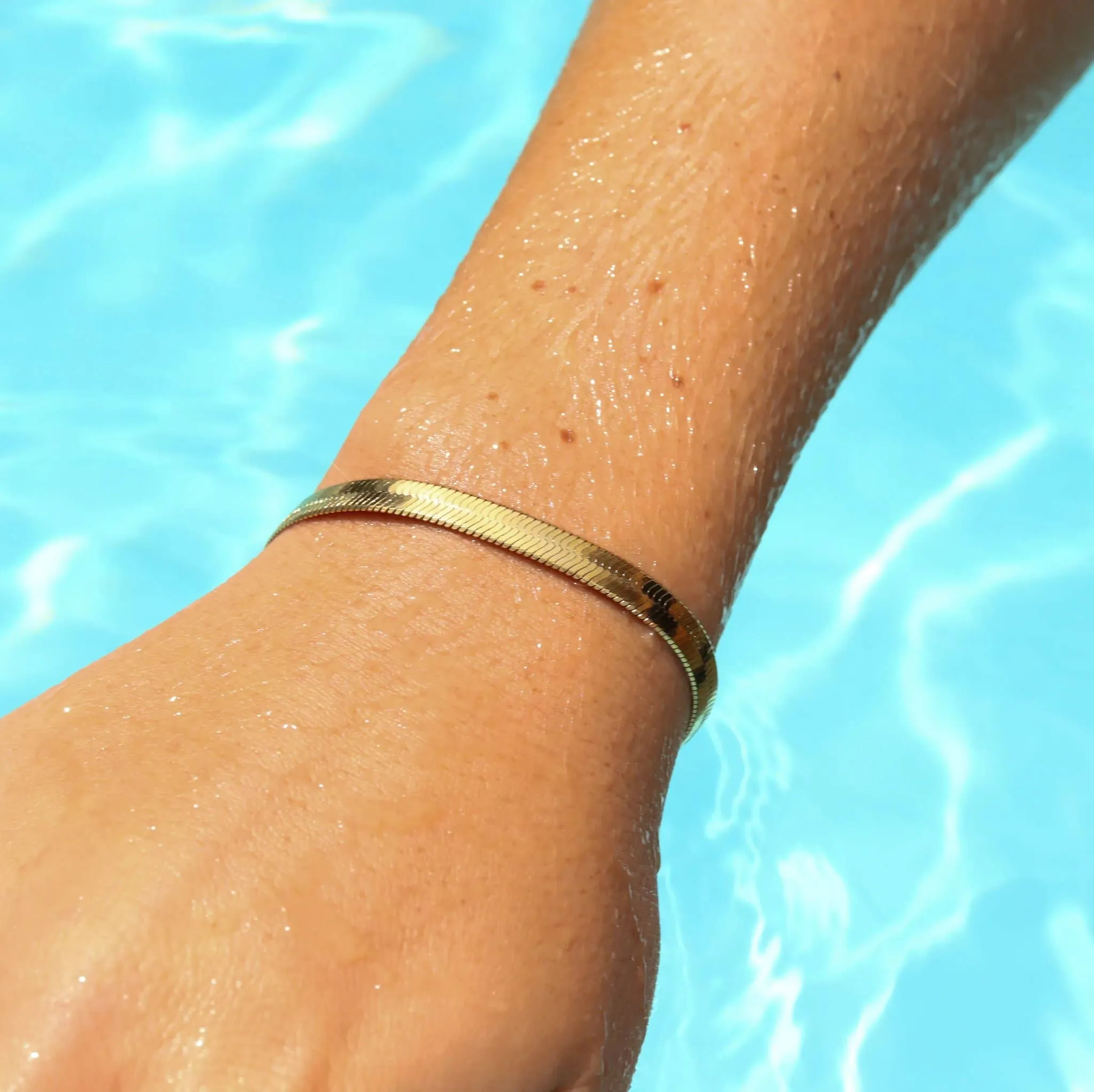 Rowan 18k Gold PVD Herringbone Chain Bracelet