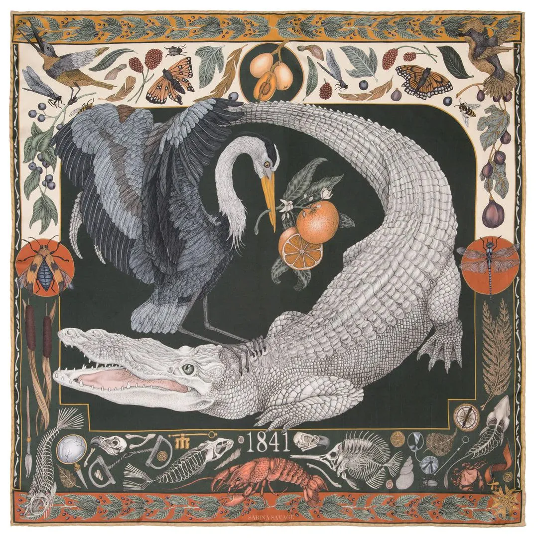 Sabina Savage Alligator's Empire Silk 35" Scarf