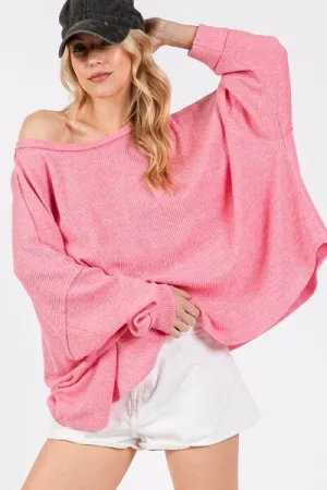SAGE   FIG Round Neck Batwing Sleeve Oversize Top
