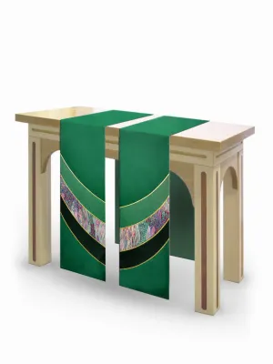 Sample Francis Curvilinear Duomo Green & Monet Green Altar Scarves