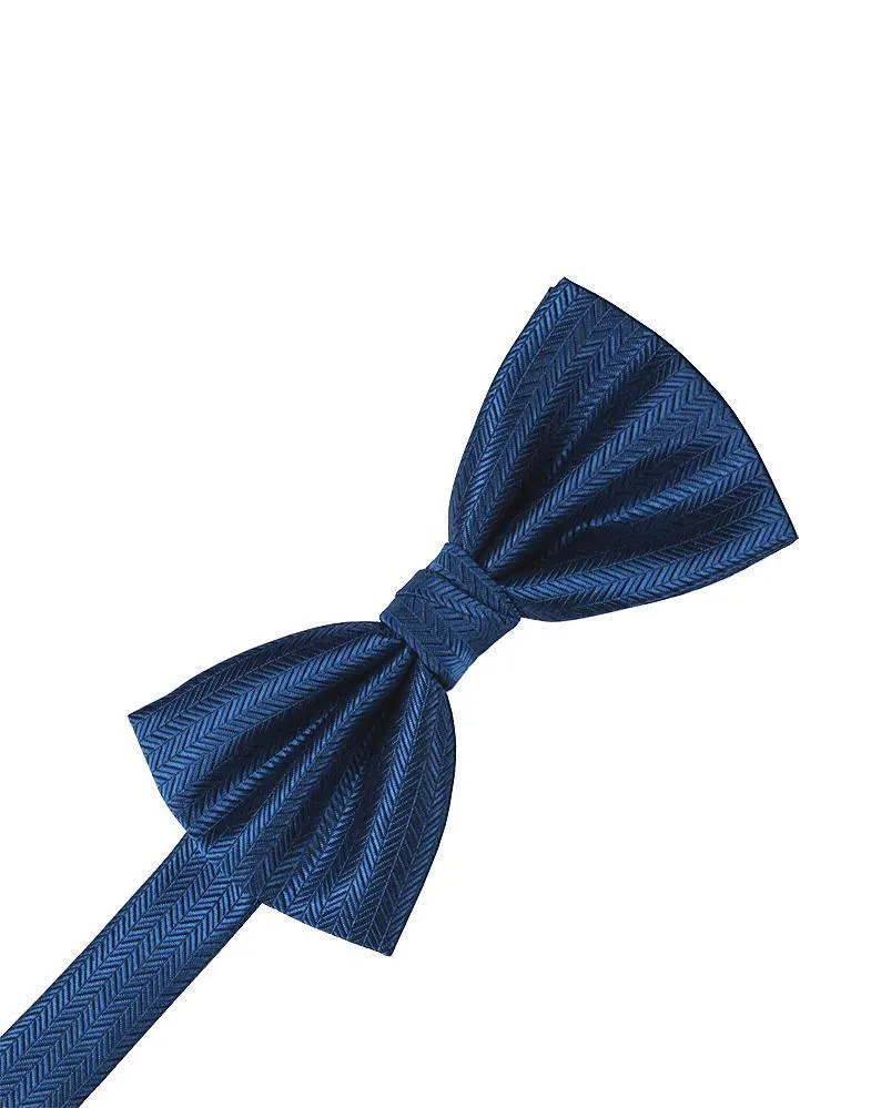 Sapphire Herringbone Kids Bow Tie