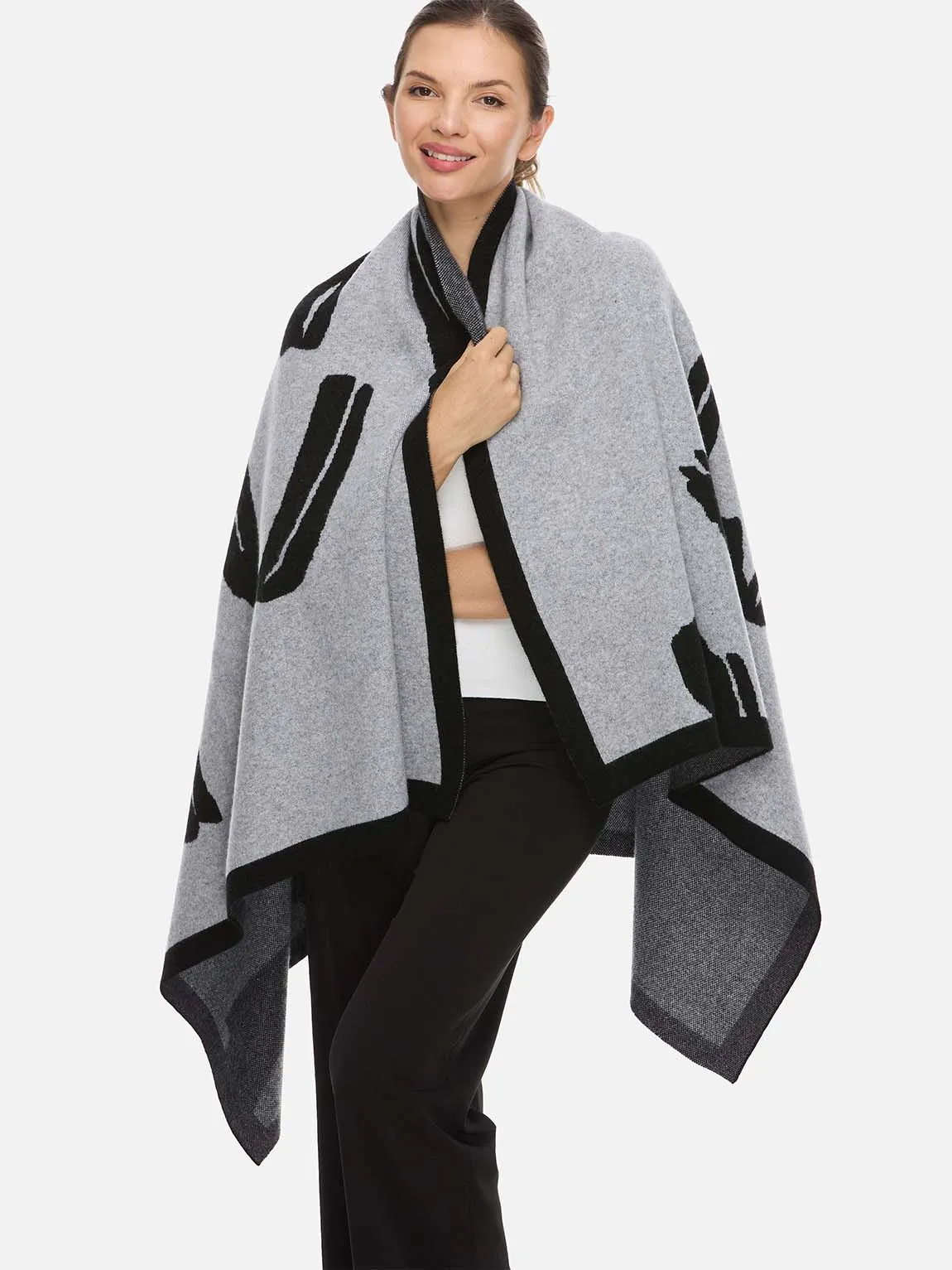 Sesame Dot Luxe Cashmere Blanket - Gray