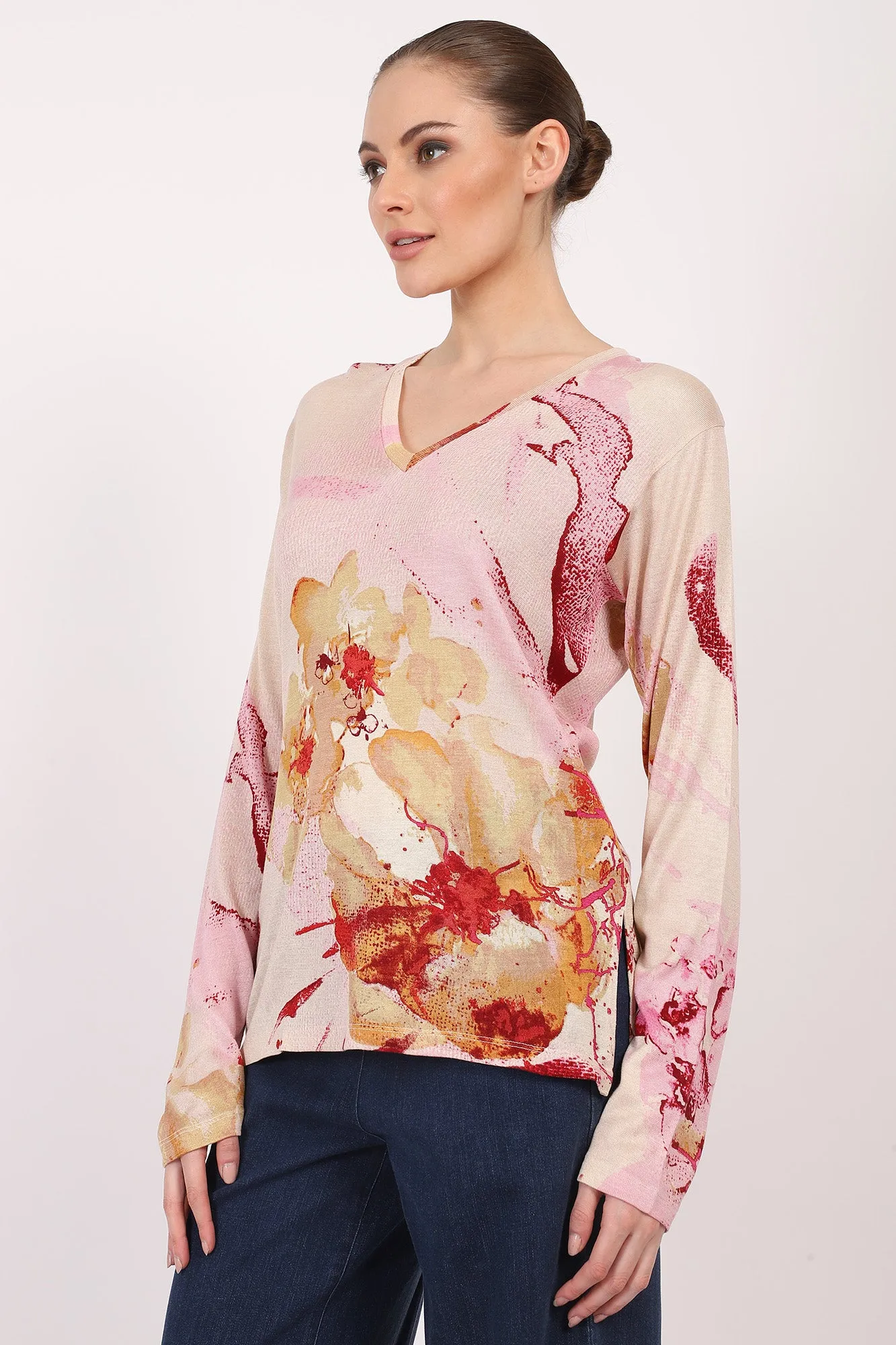 Silk Cashmere - Watercolour Floral Top