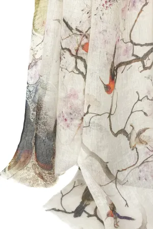 Silk Linen - Birds of Paradise Scarf