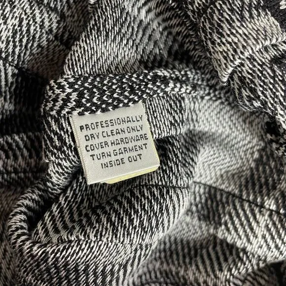 St John Collection Vintage Y2K Black White Plaid Pleated Sparkle Skirt womens 10